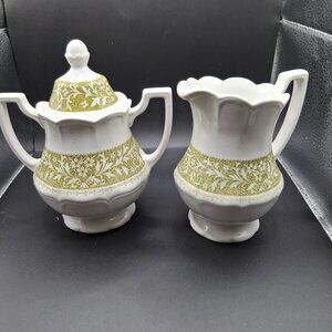 Royal Staffordshire Sherwood Ironstone Sugar Bowl & Creamer Set By J&G Meakin